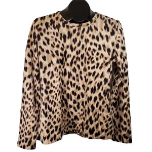 Cuddl Duds Womens Leopard Print Long Sleeve Top Size Large EUC
